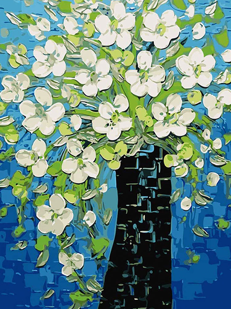 Fleurs Blanches Vigoureuses Peinture par Numéros