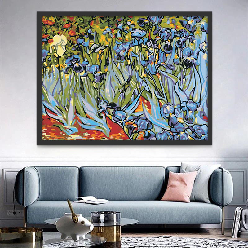 Fleurs Bleues Abstraites Peinture par Numéros