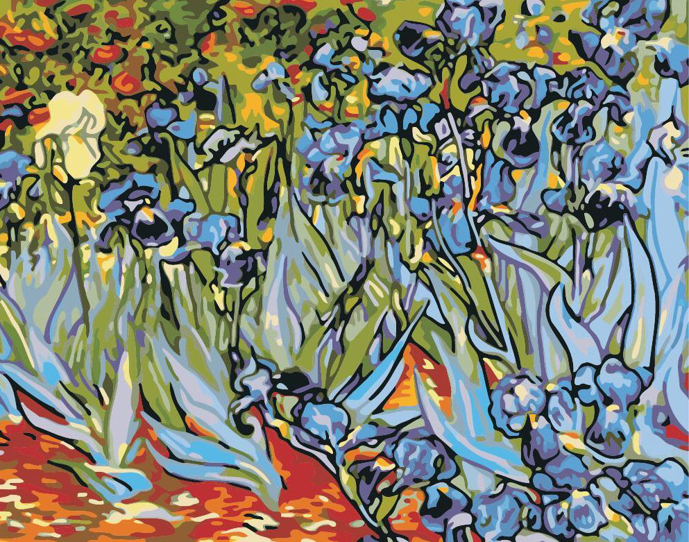 Fleurs Bleues Abstraites Peinture par Numéros