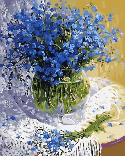 Fleurs Bleues Peinture par Numéros