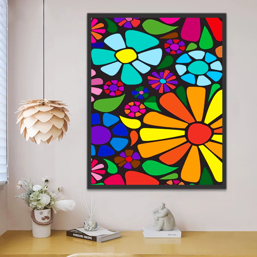 Fleurs Colorées Enfants Peinture par Numéros