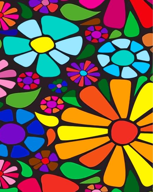 Fleurs Colorées Enfants Peinture par Numéros