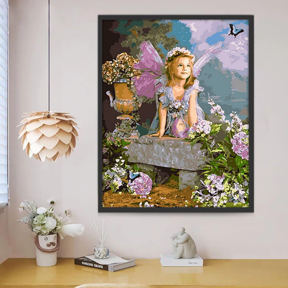 Fleurs et Ange Peinture par Numéros