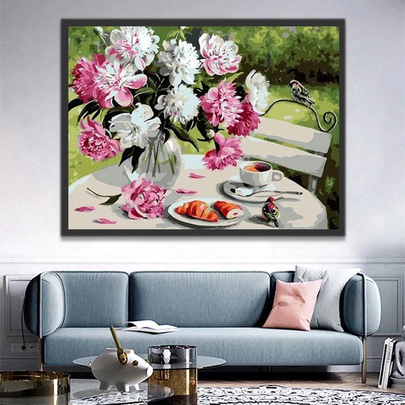 Fleurs et Croissants Peinture par Numéros