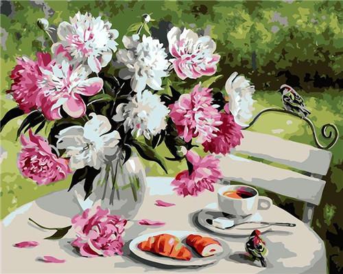 Fleurs et Croissants Peinture par Numéros