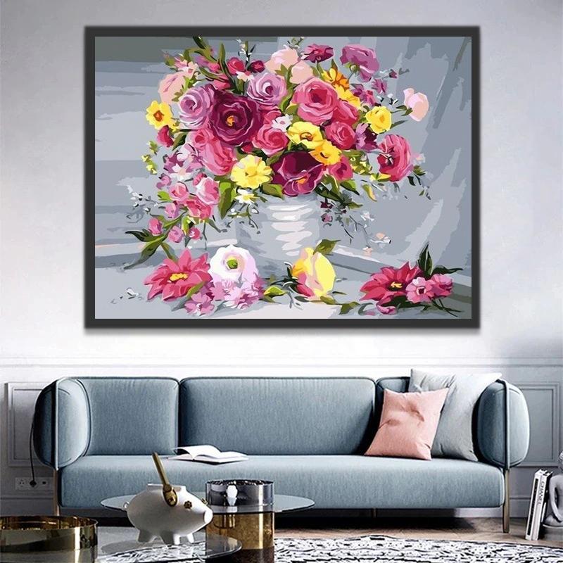 Fleurs et le Vase Peinture par Numéros