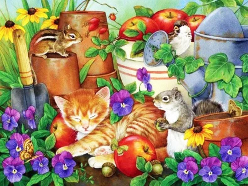 Fleurs et Petits Animaux Peinture par Numéros