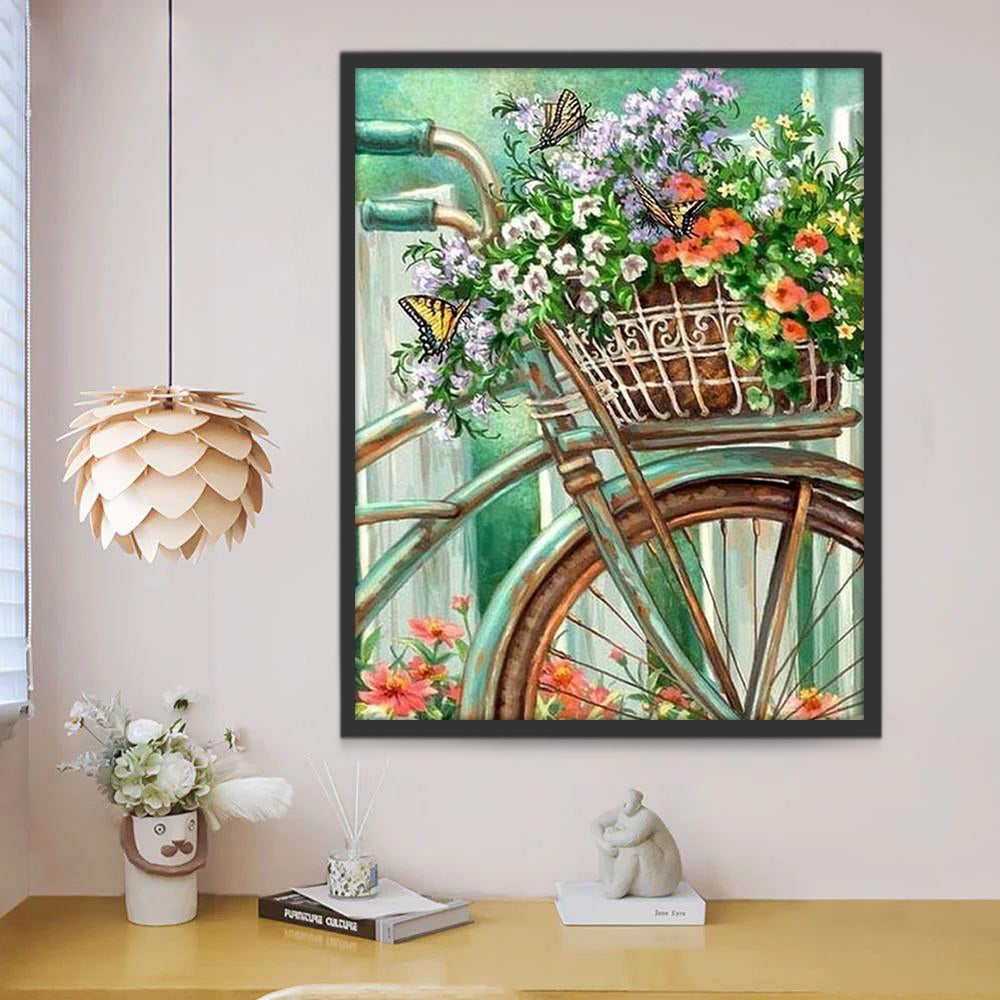 Fleurs et Vélo Peinture par Numéros