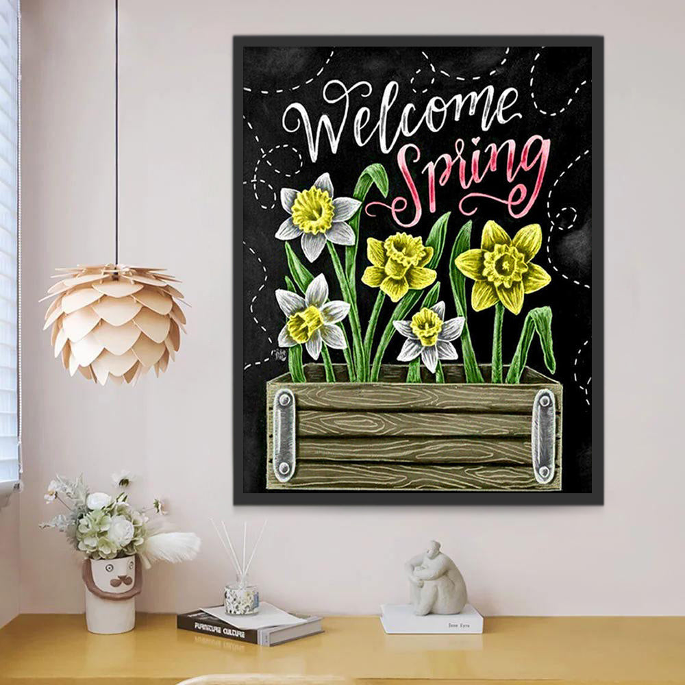 Fleurs Jaunes Dessinées Peinture par Numéros