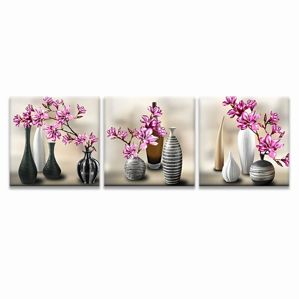Fleurs naïves 3 Partie Peinture par Numéros
