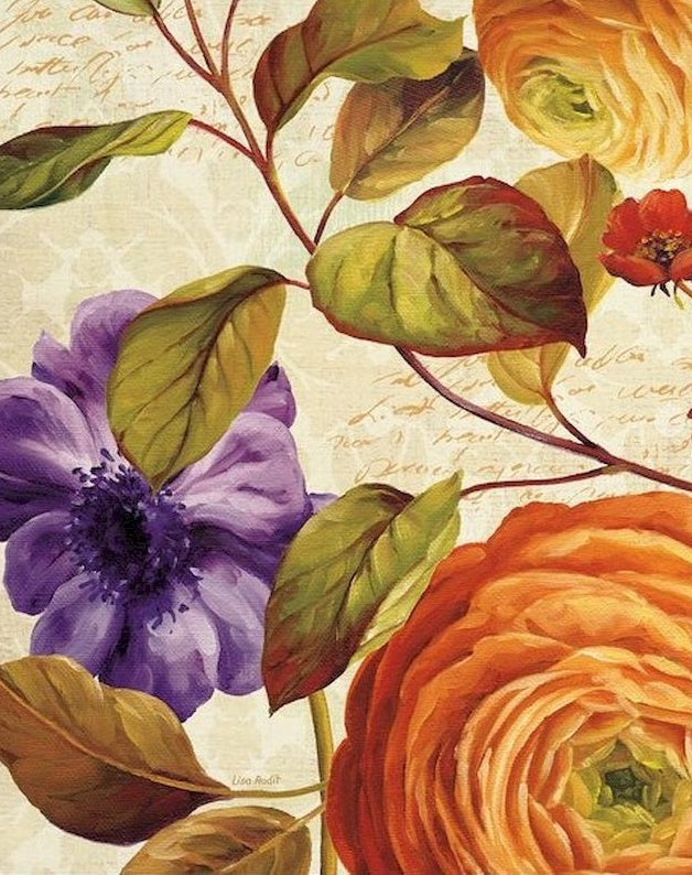 Fleurs Oranges et Violette Peinture par Numéros