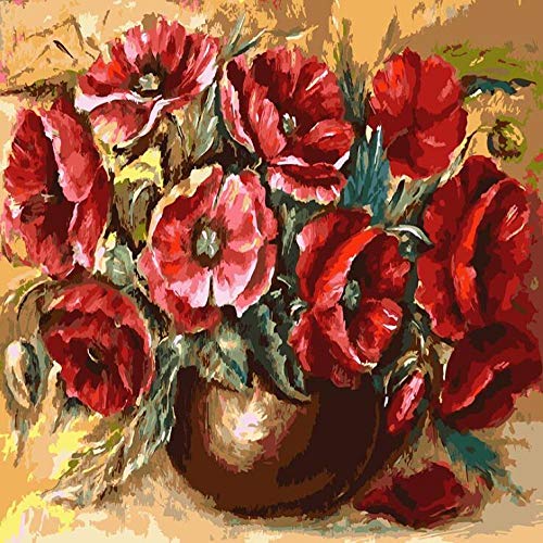 Fleurs Pavots Rouges Peinture par Numéros