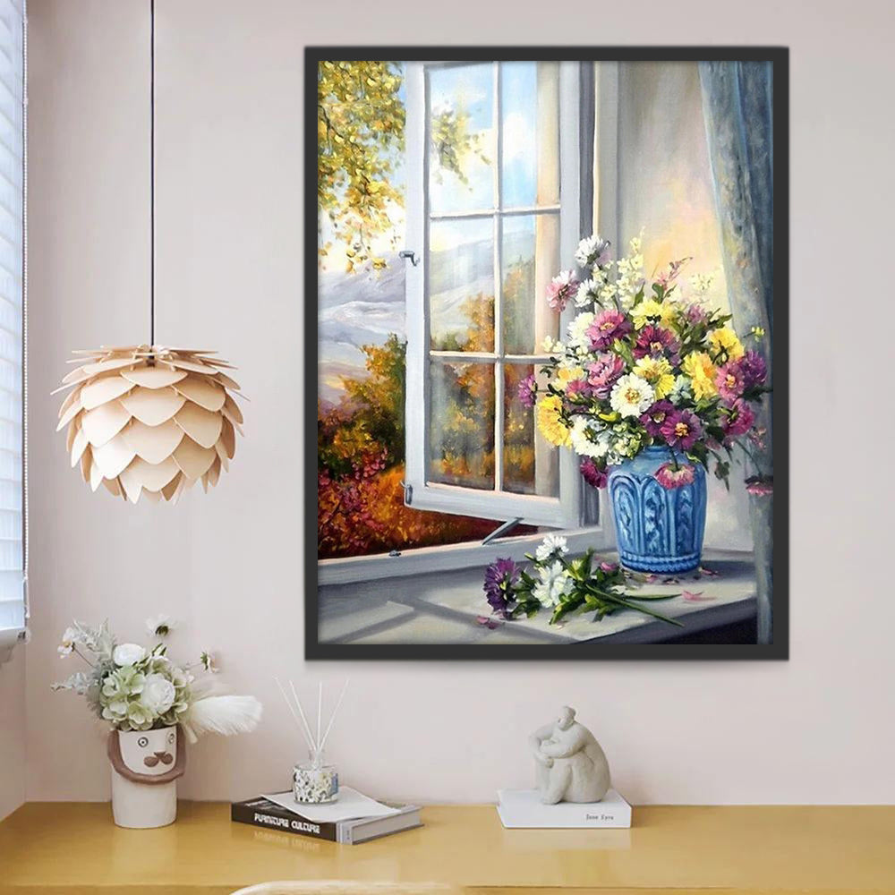 Fleurs près de la Fenêtre Peinture par Numéros