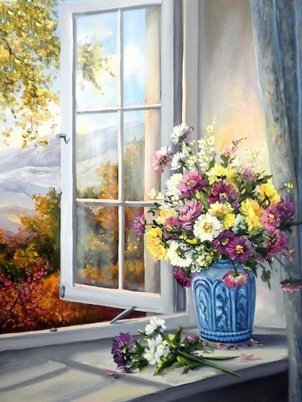 Fleurs près de la Fenêtre Peinture par Numéros