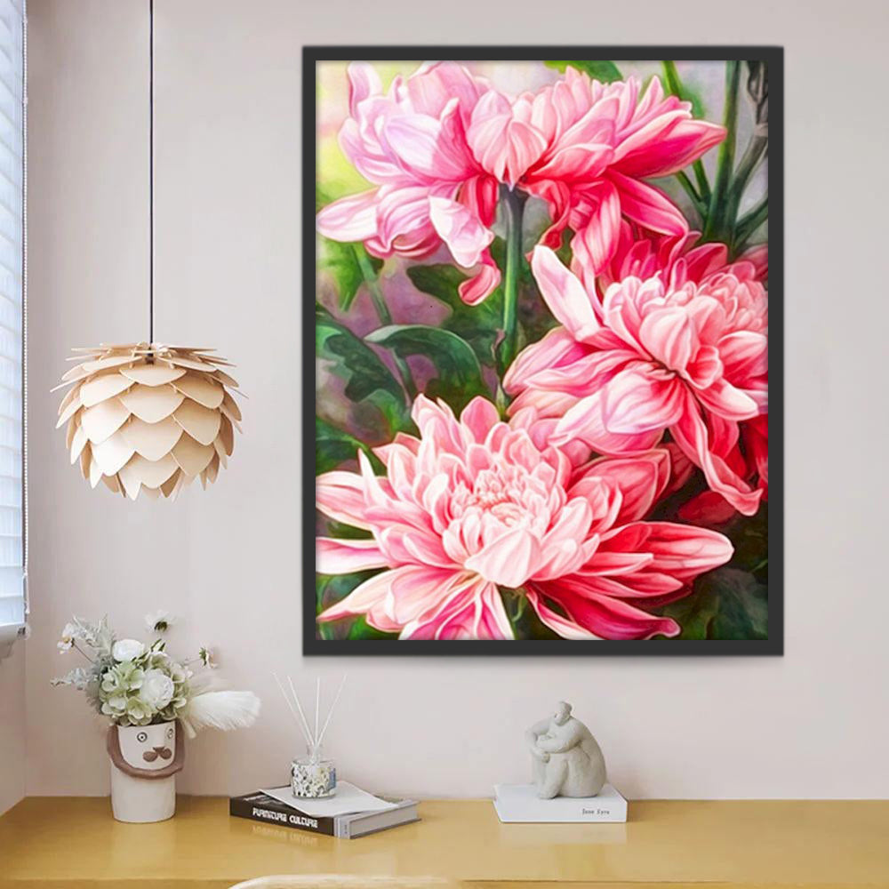 Fleurs Roses Vivantes Peinture par Numéros