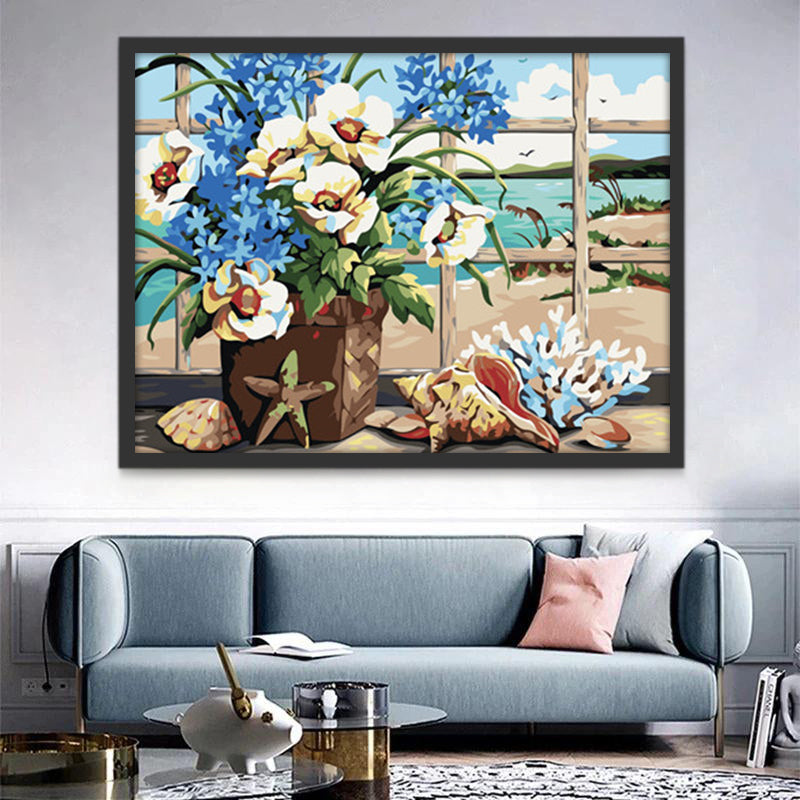 Fleurs sur la Plage Peinture par Numéros