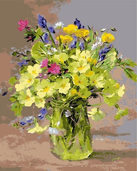 Fleurs Vertes Peinture par Numéros