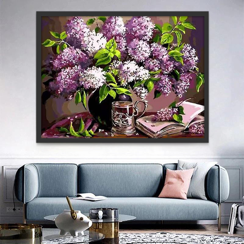 Fleurs Violettes Peinture par Numéros