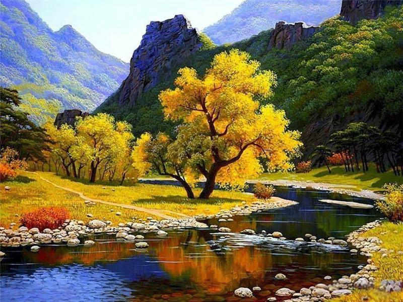Fleuve aux Multiples Méandres Peinture par Numéros