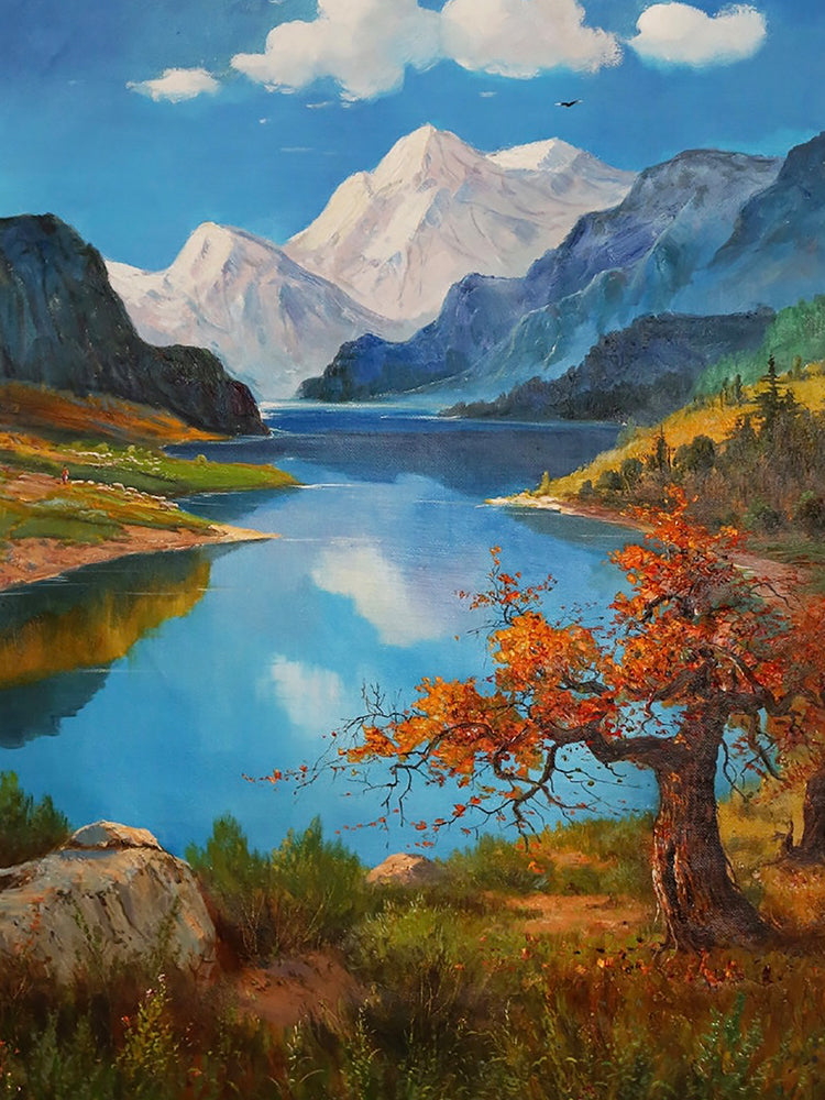 Fleuve et Montagnes Peinture par Numéros