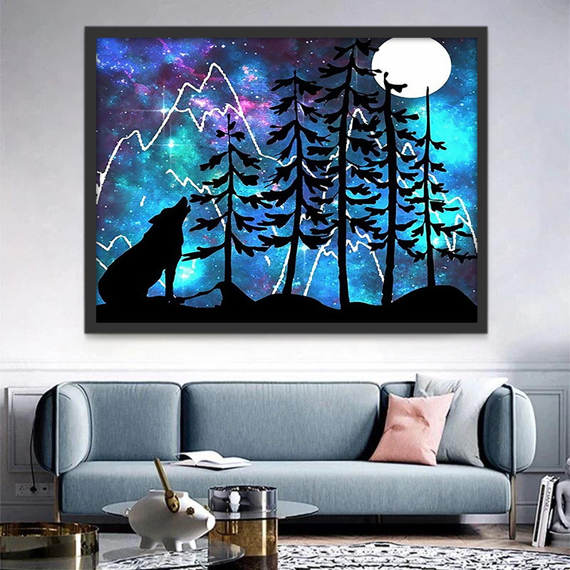 Forêt et Loup Peinture par Numéros