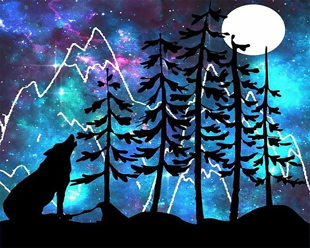 Forêt et Loup Peinture par Numéros