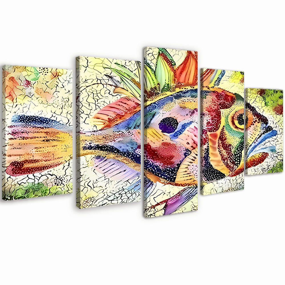 Fossiles de Poissons Colorés 5 Partie Peinture par Numéros