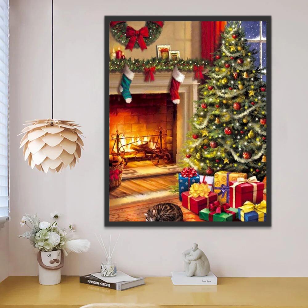 Foyer et Sapin de Noël Peinture par Numéros