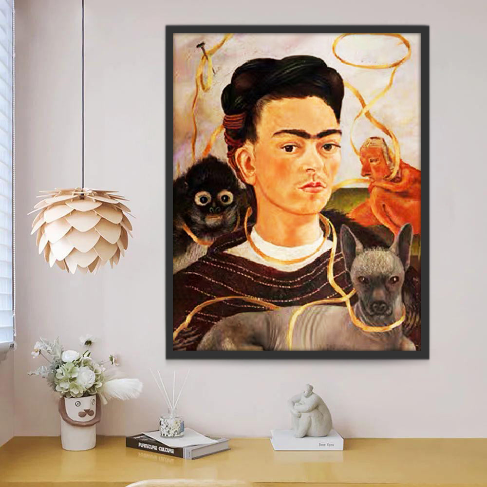 Frida et Chat Peinture par Numéros