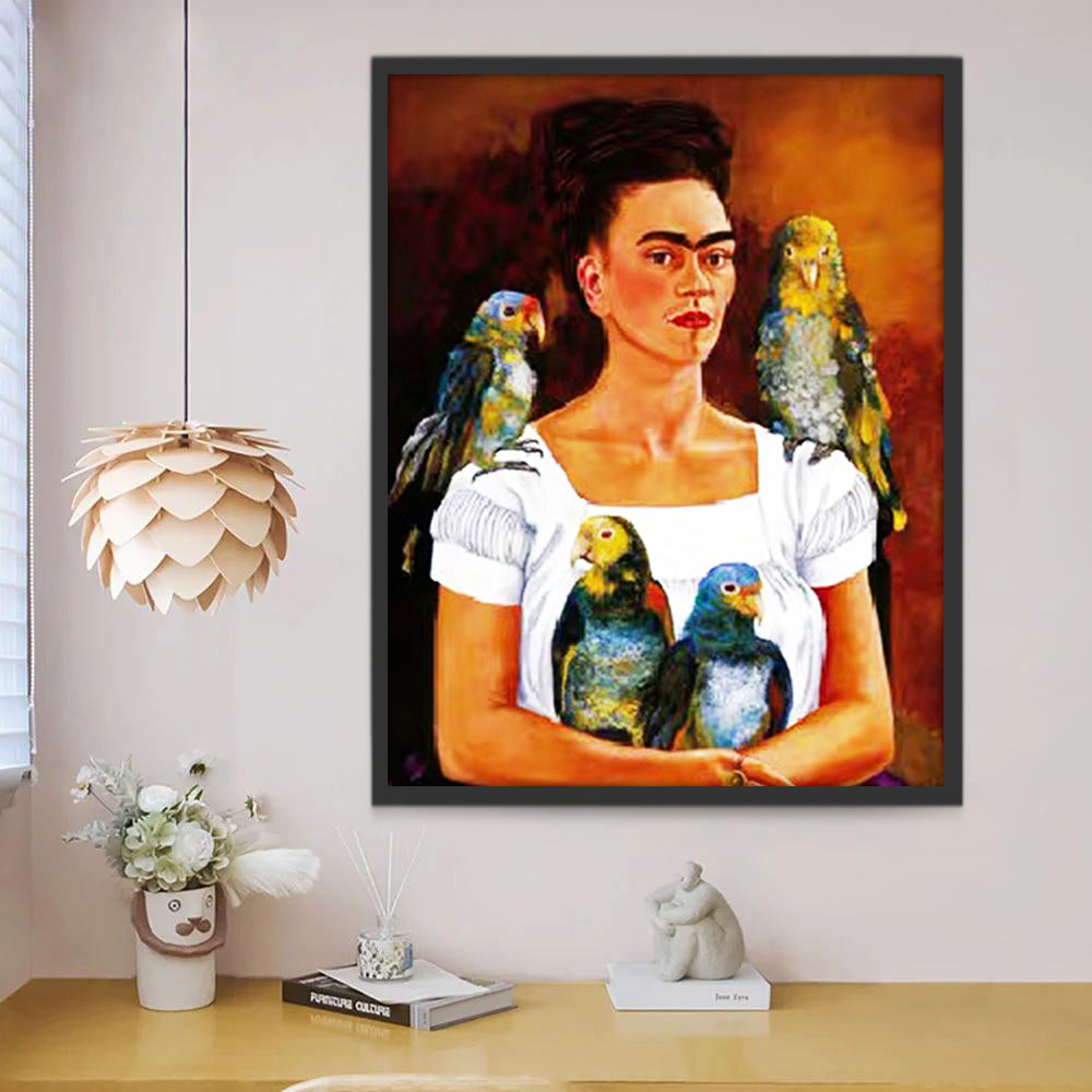 Frida et Perroquets Peinture par Numéros