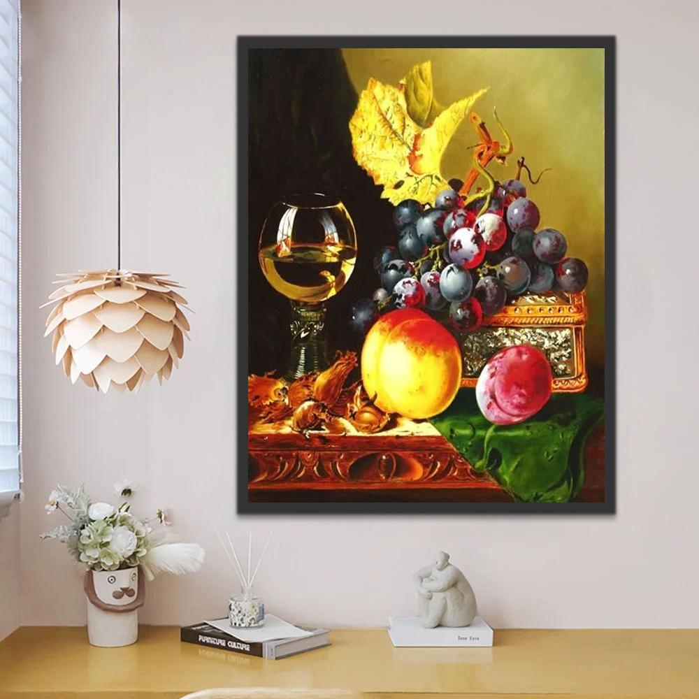 Fruits et Vin Blanc Peinture par Numéros