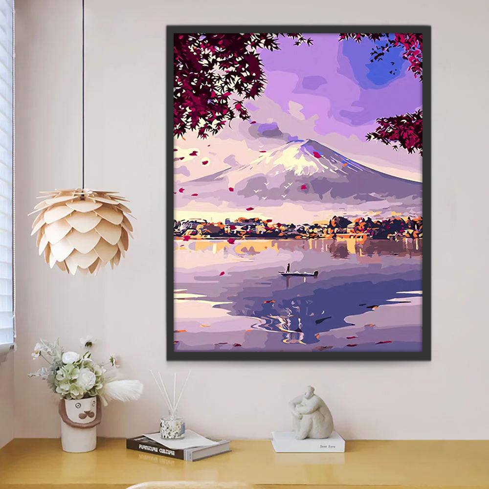 Fuji et Ciel Violet Peinture par Numéros