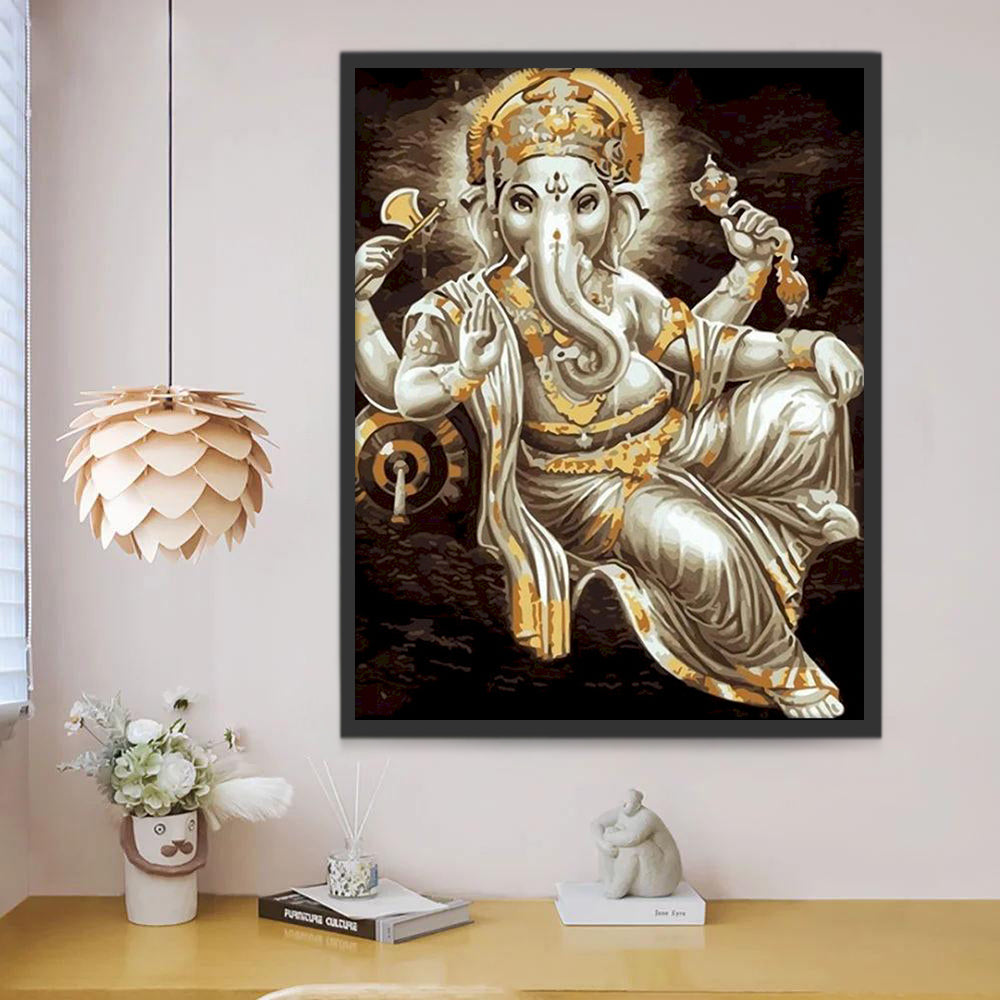 Ganesh Blanc Hindouisme Peinture par Numéros