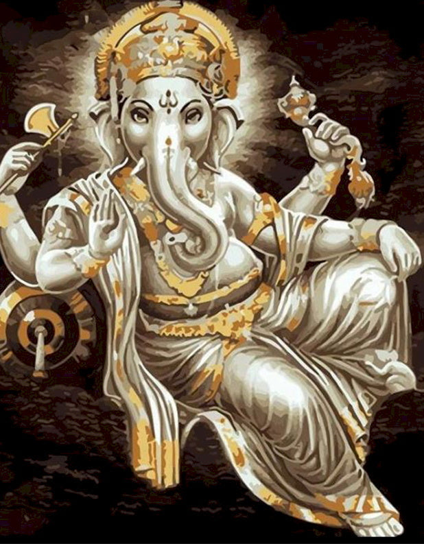 Ganesh Blanc Hindouisme Peinture par Numéros
