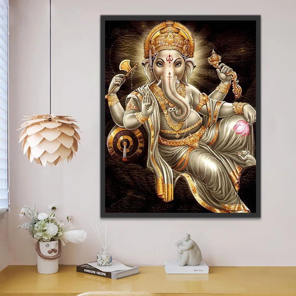 Ganesh Blanc Peinture par Numéros