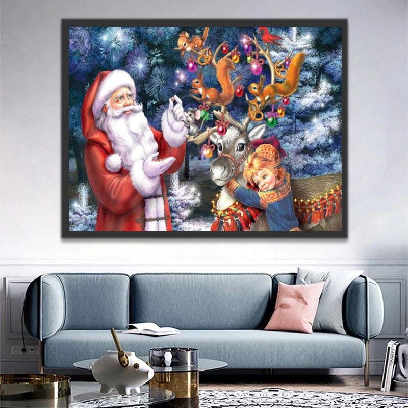 Garçon et Père Noël Peinture par Numéros