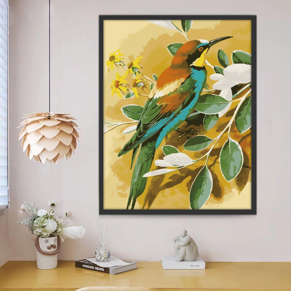 Garrulaxe Hoamy sur la Branche Oiseau Peinture par Numéros