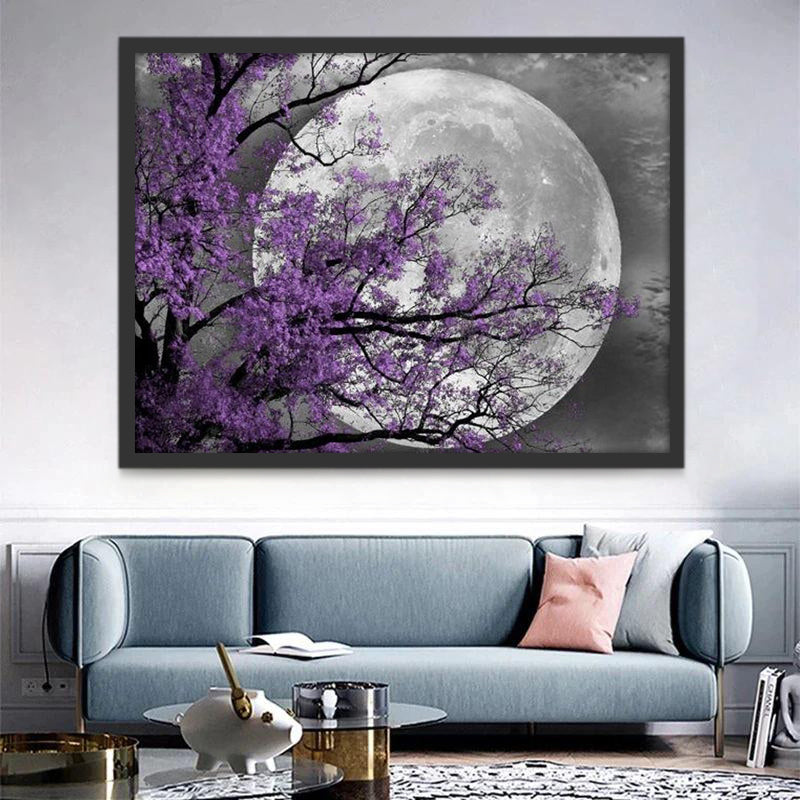 Géante Lune et Arbre Peinture par Numéros