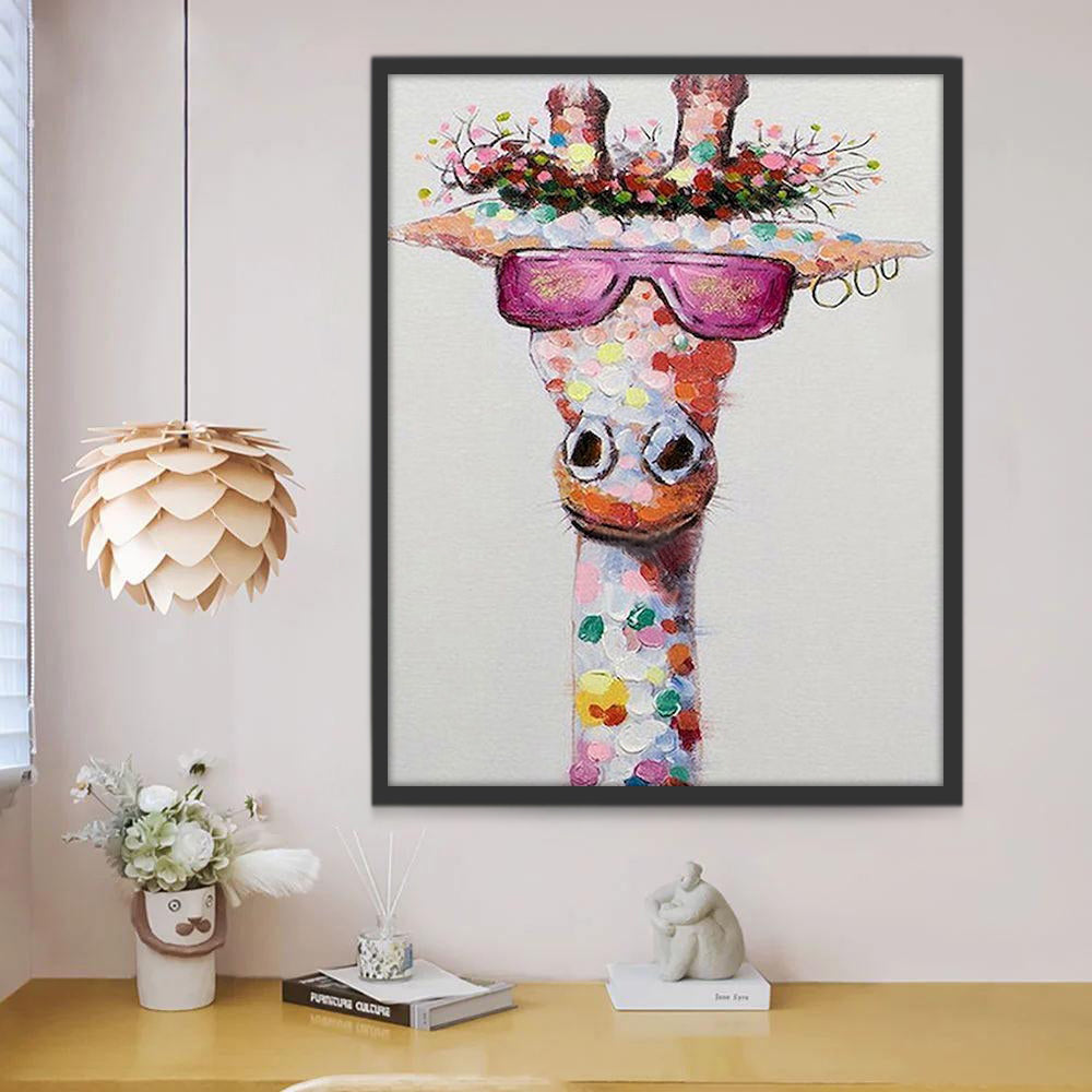 Girafe avec des Lunettes Roses Peinture par Numéros