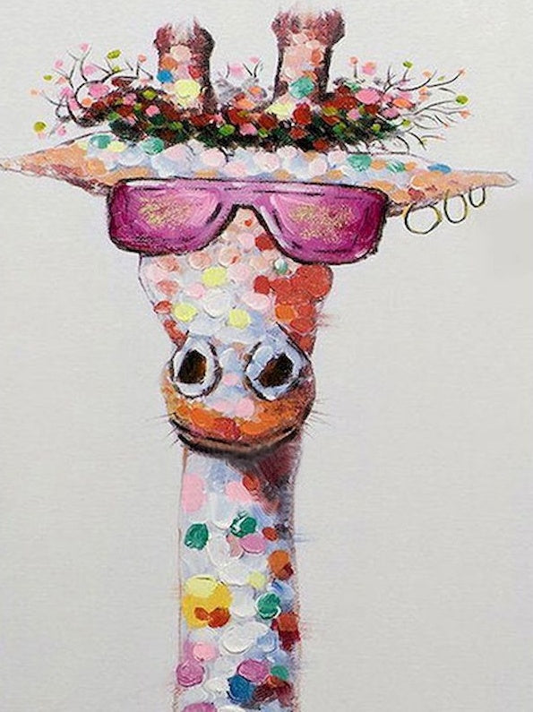 Girafe avec des Lunettes Roses Peinture par Numéros