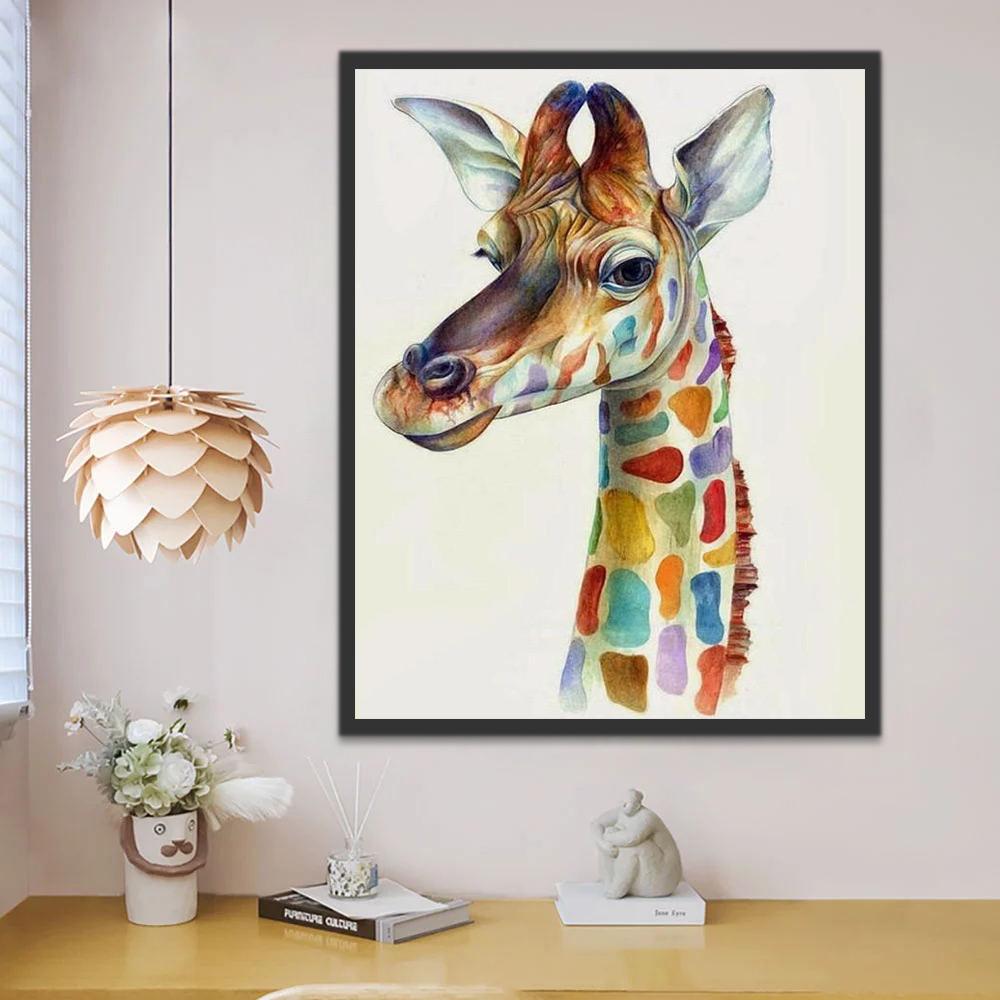Girafe en Taches Multicolores Peinture par Numéros