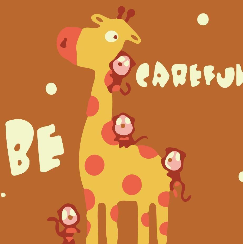 Girafe et Singes Cartoon d'Enfants Peinture par Numéros