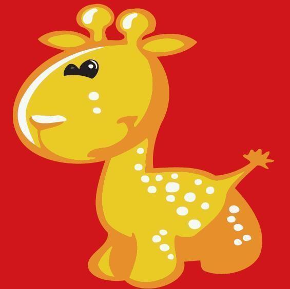Girafe Jaune Cartoon Enfants Peinture par Numéros