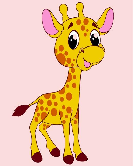 Girafe Jaune Cartoon Enfants Peinture par Numéros