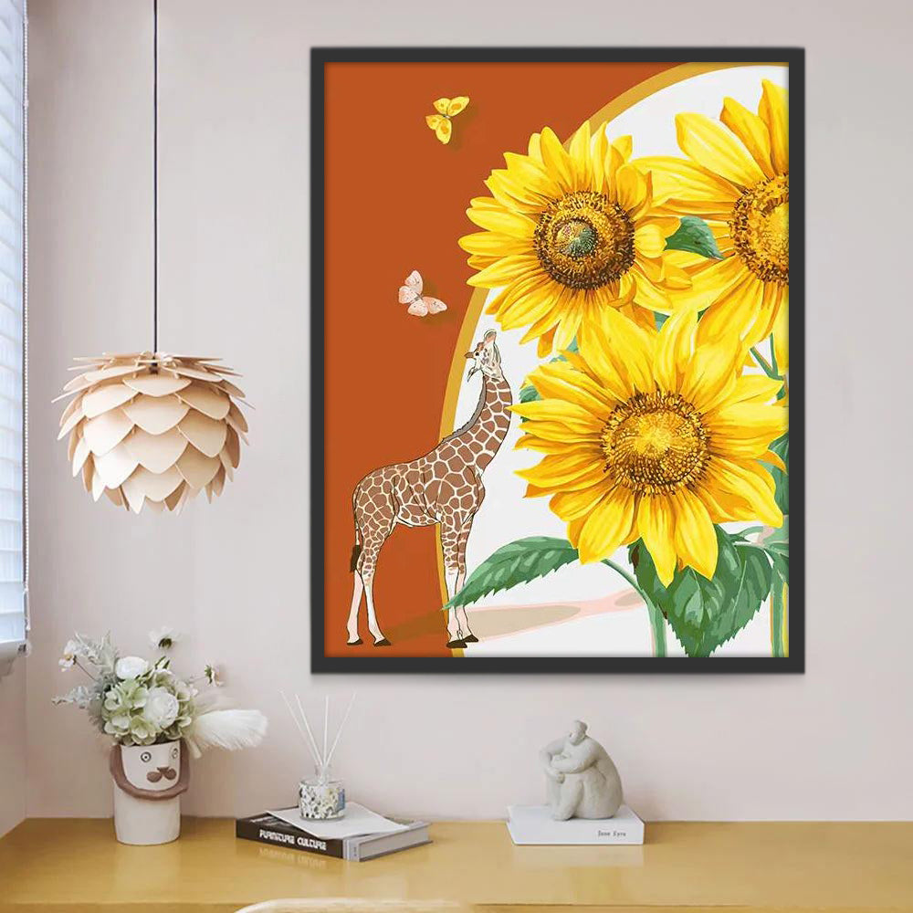 Girafes et Tournesol Peinture par Numéros