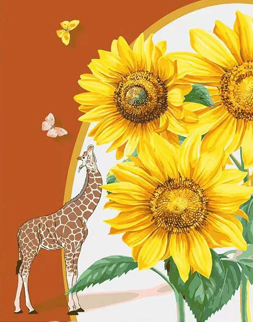 Girafes et Tournesol Peinture par Numéros