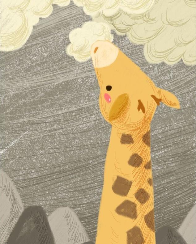 Girafes Mangeant des Nuages Cartoon Enfants Peinture par Numéros