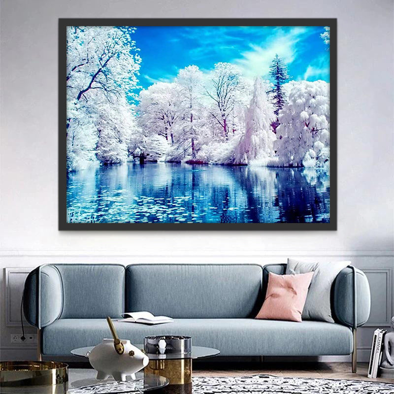 Givre et Lac Peinture par Numéros