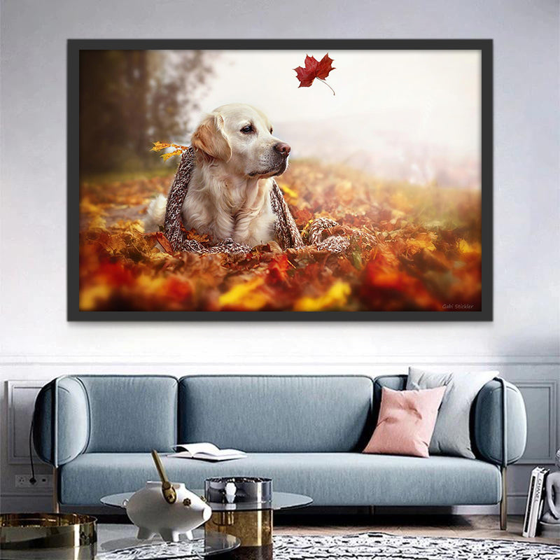 Golden Retriever et Feuilles d'Erables Peinture par Numéros