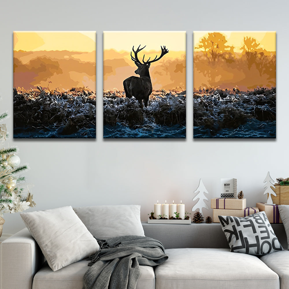Grand Cerf Solitaire 3 Partie Peinture par Numéros